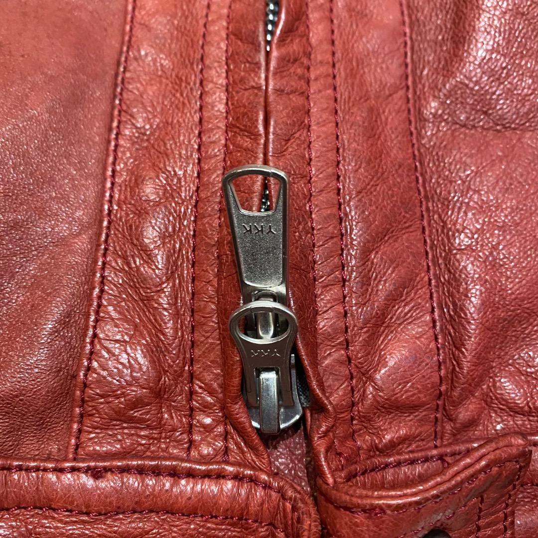 STIMULUS y2k ショート丈 豚革 シングルライダースジャケット 赤