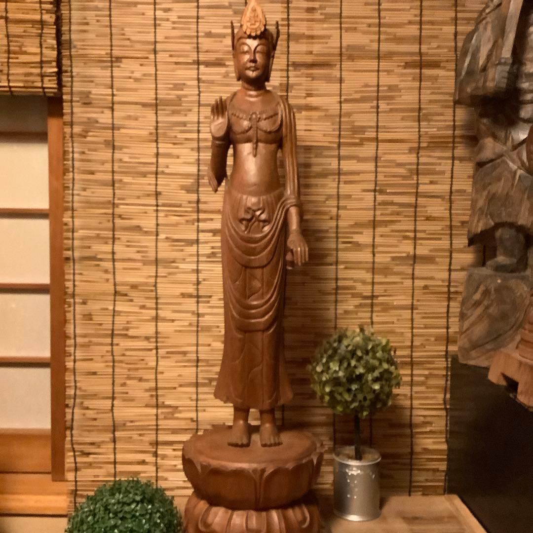 大正期「白鳳文化・夢違観音菩薩立像」法隆寺国宝写仏・平城京・天平文化・木彫・銘刻