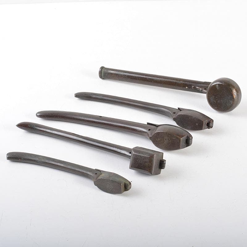 時代提げ物　書道具　古銅　銀象嵌　矢立　5点まとめて　V　R5682