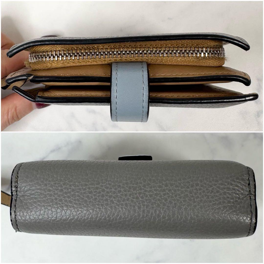 ロエベ LOEWE コンパクトジップウォレット 二つ折り財布 コンパクト グレー