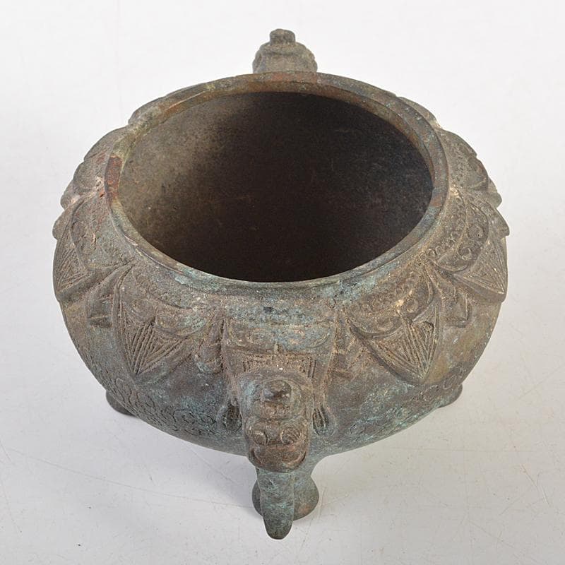 中国　古銅青銅　双耳四つ足香炉　V　R7491