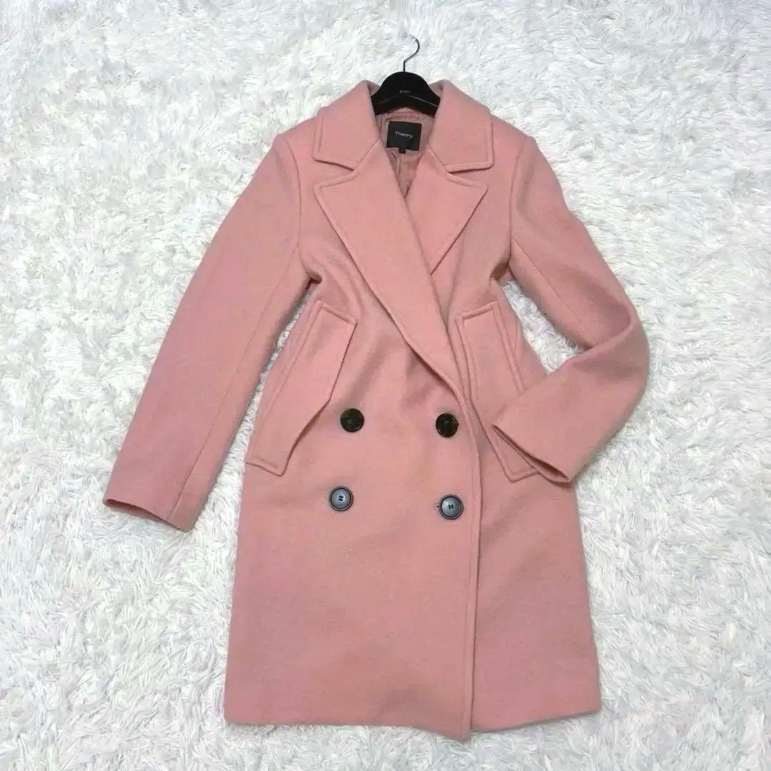 ◎極美品 Theory ピンク 近年モデル ダブル チェスターコート S 1
