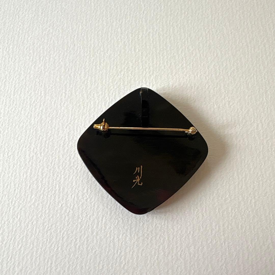 本鼈甲　螺鈿蒔絵　川光作　ブローチ& トップ　 vintage 螺鈿工芸　伝統