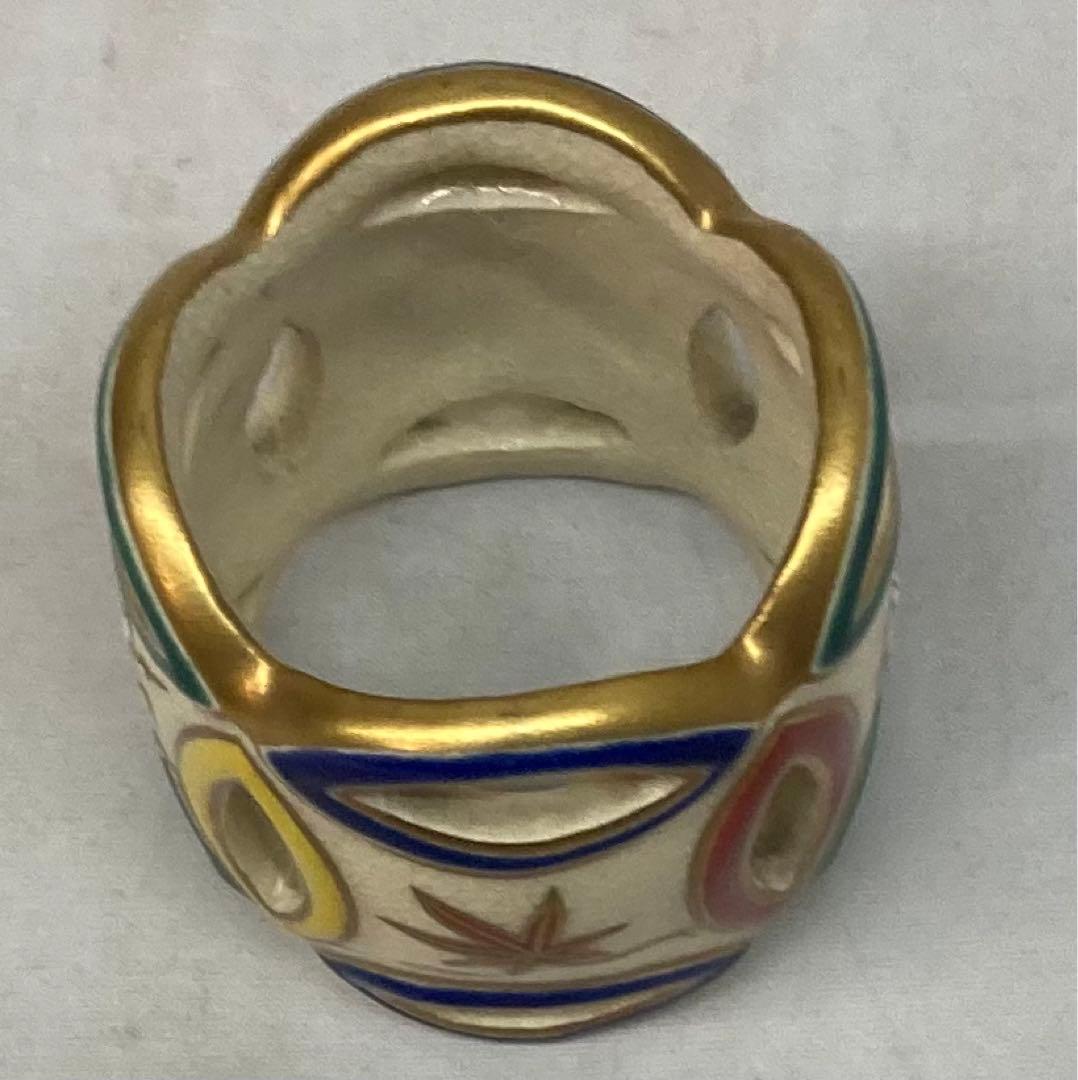 B228s   杉田祥平造「色絵七宝草花 蓋置」共箱　清閑寺窯　京焼　茶道具