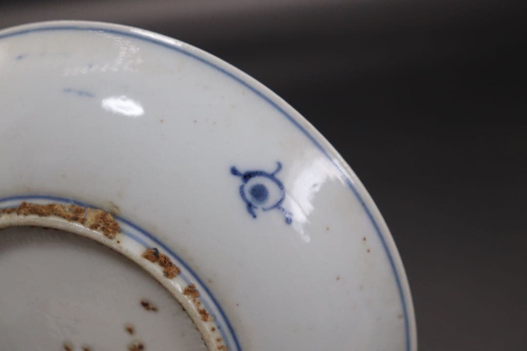 中国　明時代　染付仕女紋小皿　送料込み0908