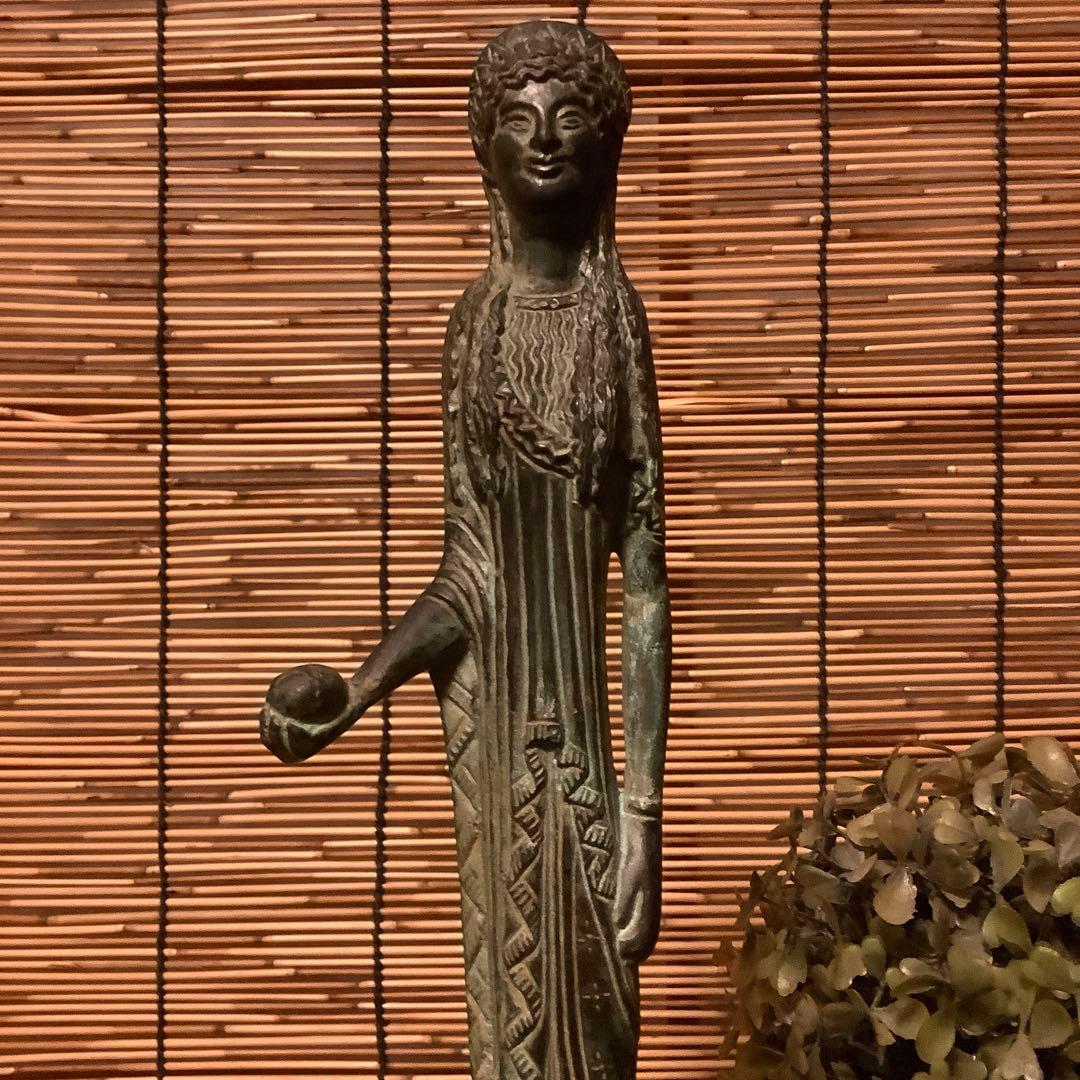古代ギリシャ神話「女神像」収集家現地入手・青銅・代理石台座