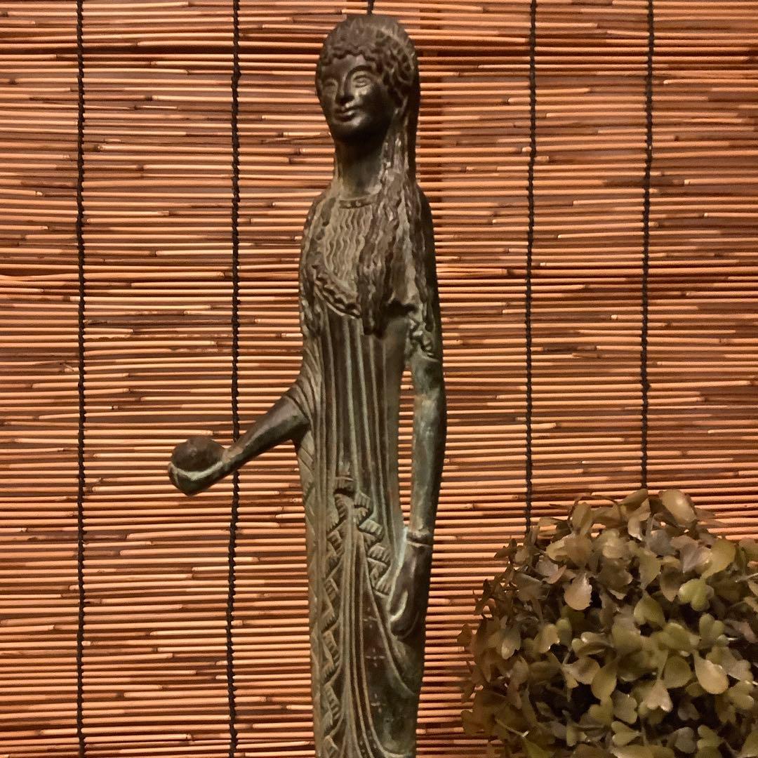 古代ギリシャ神話「女神像」収集家現地入手・青銅・代理石台座