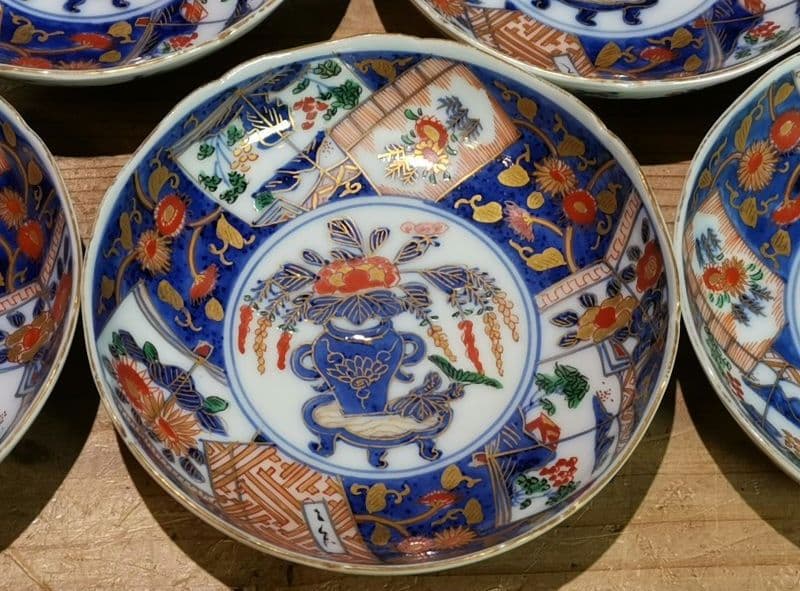 93ub52 大明成化年製 金彩 色絵 銘々皿 七客