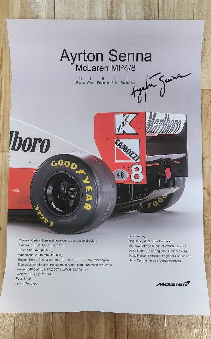 Ayrton Senna McLaren MP4/8 ポスター