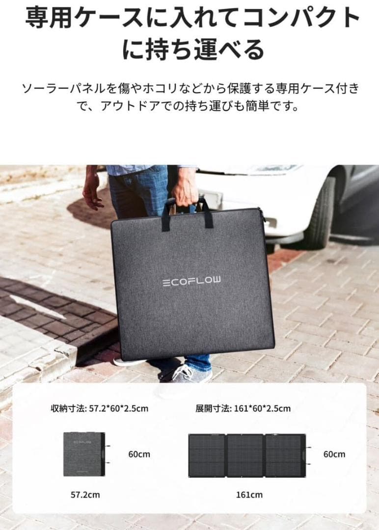 ECOFLOW 160W片面ソーラーパネル Gen2 高出力ソーラーチャージャー