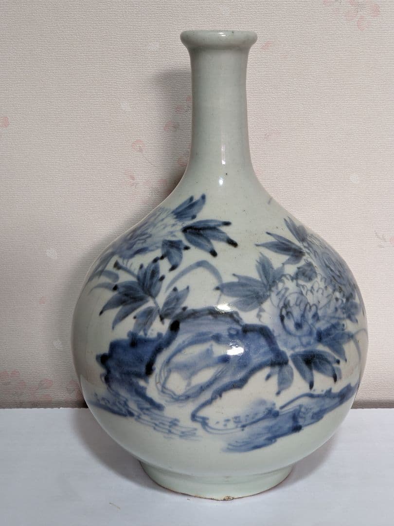 ♦江戸時代中期 古伊万里 染付花鳥文様 徳利 瓶 コレクション骨董品アンティーク