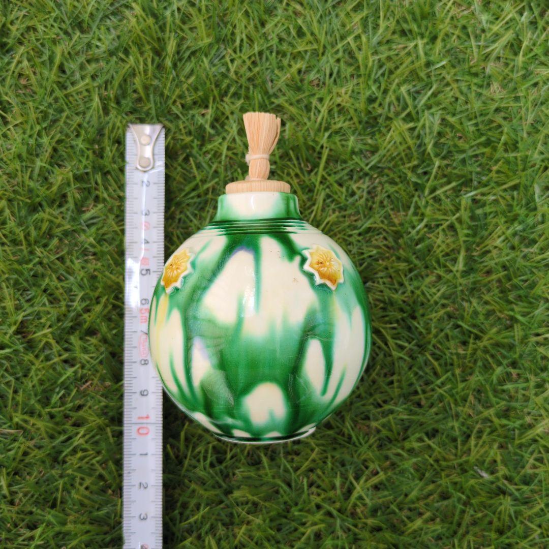 陶器製 緑と白の茶道具