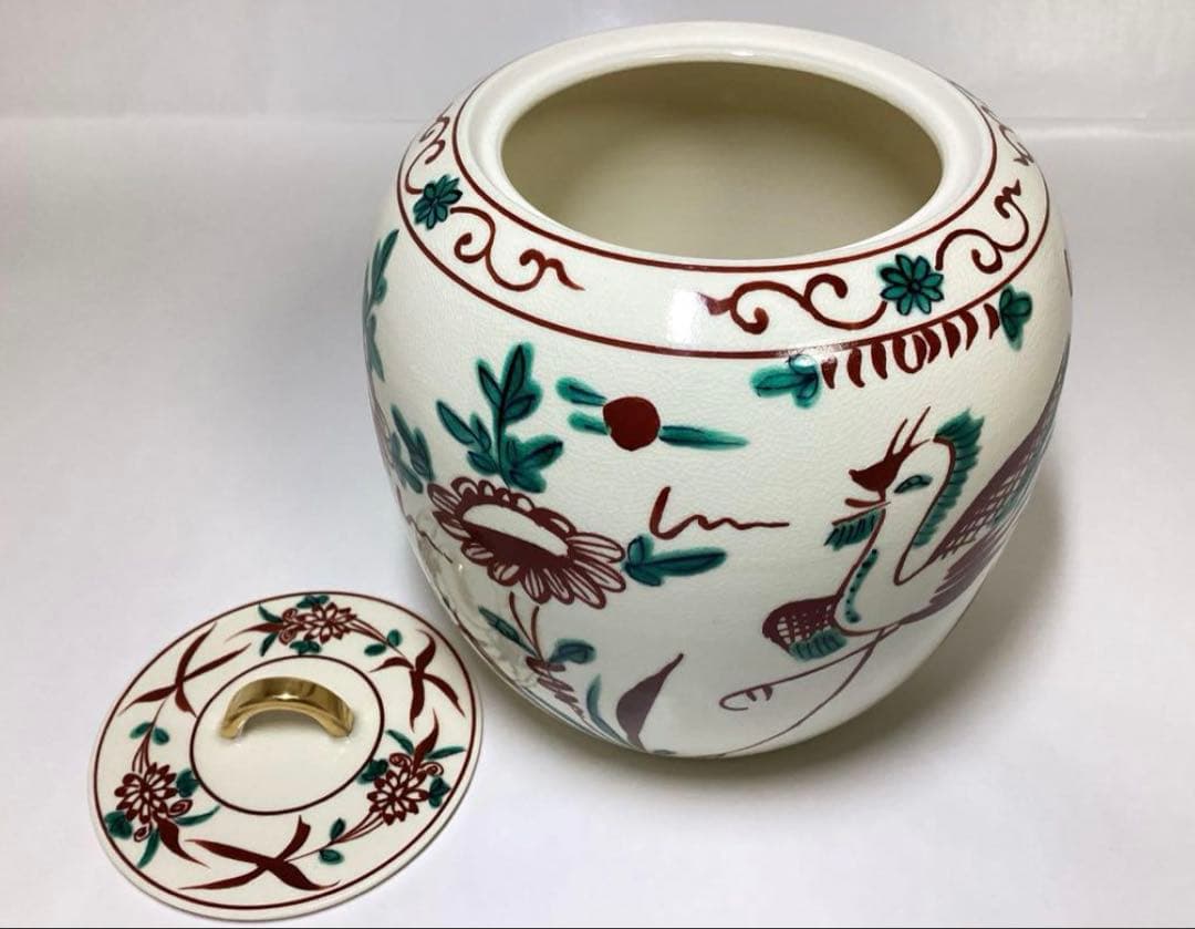 茶道具 古物品 水指 赤絵 丸 御室窯 木箱入