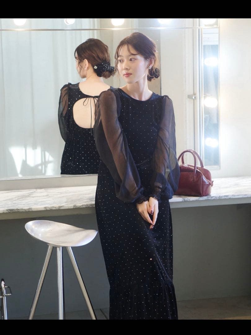 【即購入ＯＫ】⭐︎新品未使用 kastane ベロアスタッズワンピース　ブラック0