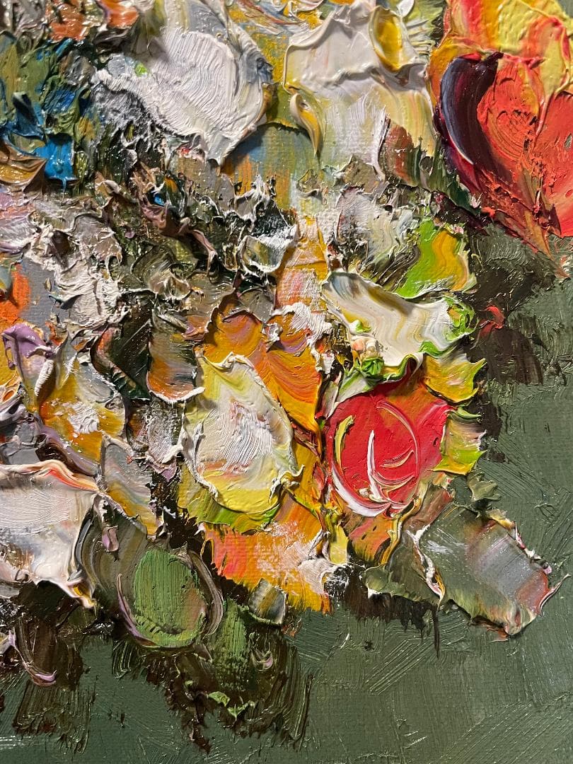 「真作」渡部ひでき「薔薇」静物画　油彩画　額装　サイン有り　F6号