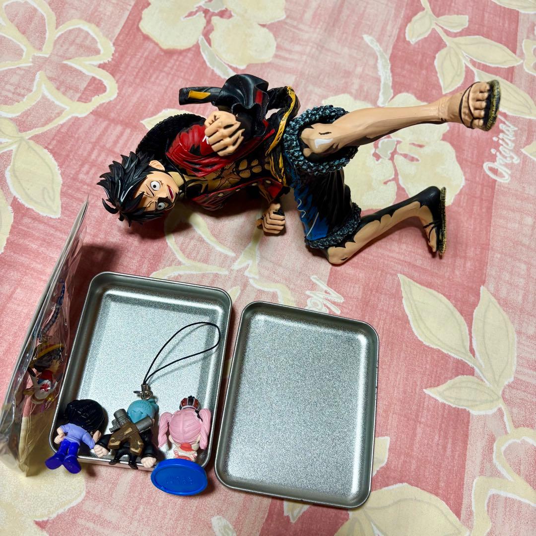 ONEPIECE 6点◆彩色王頂上決戦 ルフィ◆ストラップ・空缶・フィギュア