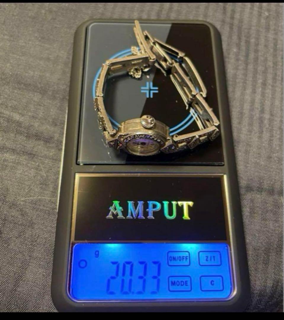 処分❗️アンティーク　シルバー９２５　マーカサイト　婦人用　時計　長期保存品