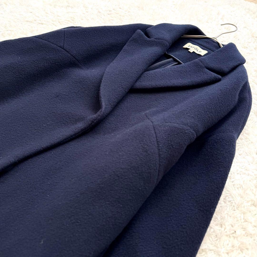 エンフォルド トップリバーチェスターコート ロング ウール ダークネイビー 36