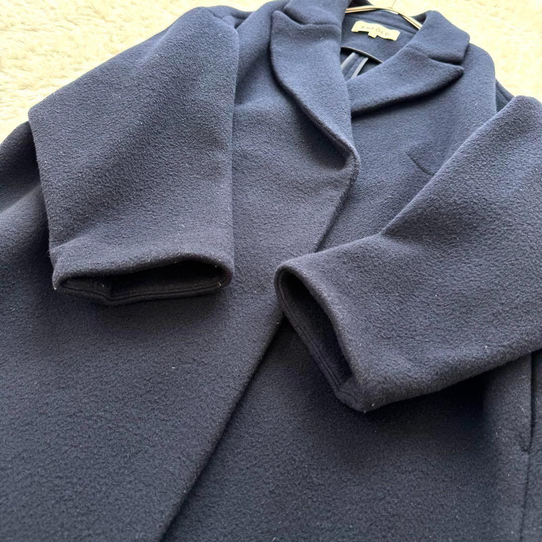エンフォルド トップリバーチェスターコート ロング ウール ダークネイビー 36