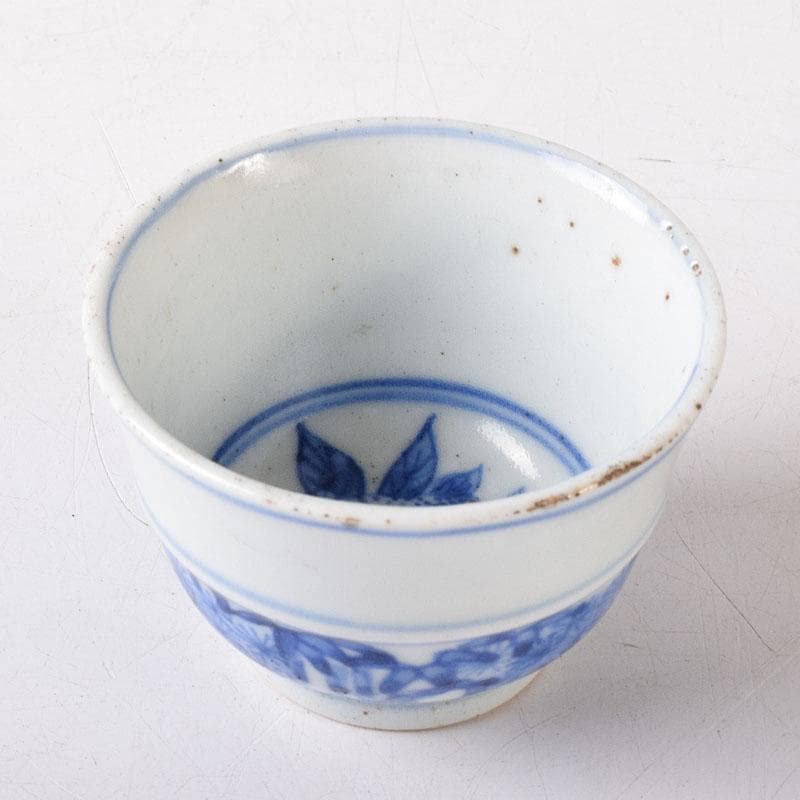 水越与三兵衛作　染付　松竹梅文　茶器　酒盃　ぐい呑　時代箱　C　R8345