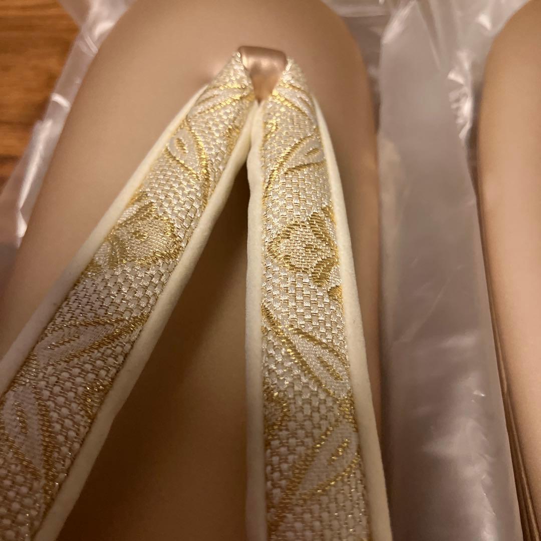 Pearltone ゴールド 和装用バッグ草履セット　紗織