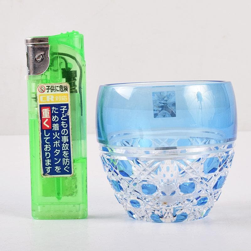 江戸切子　各務クリスタル　八角篭目　懐石杯　共箱　２点まとめて　M　R8984