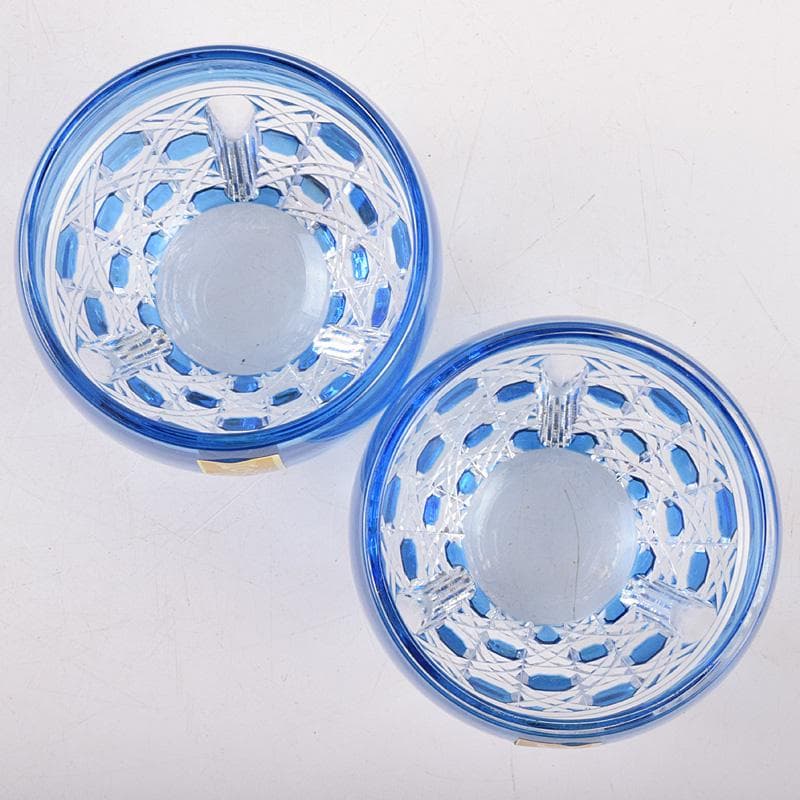 江戸切子　各務クリスタル　八角篭目　懐石杯　共箱　２点まとめて　M　R8984