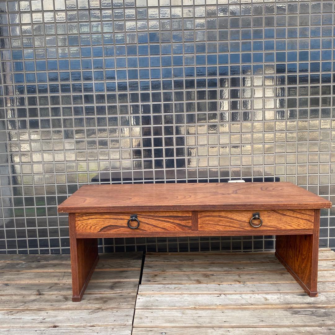 時代物 文机 木製 ローテーブル インテリア 古家具 昭和レトロ 木目 二杯
