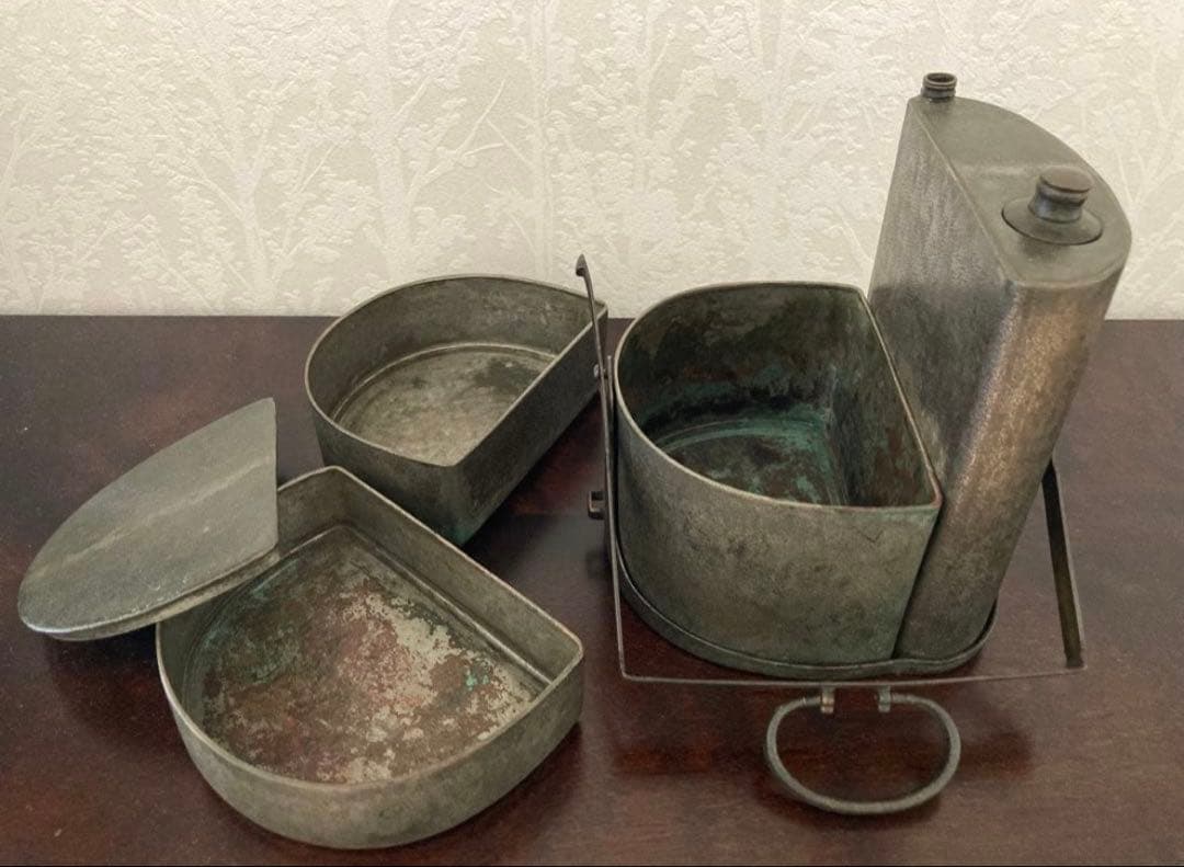 珍品 作家物 銚子 四方木瓜 お弁当箱 骨董 アンティーク雑貨 金属 美術品