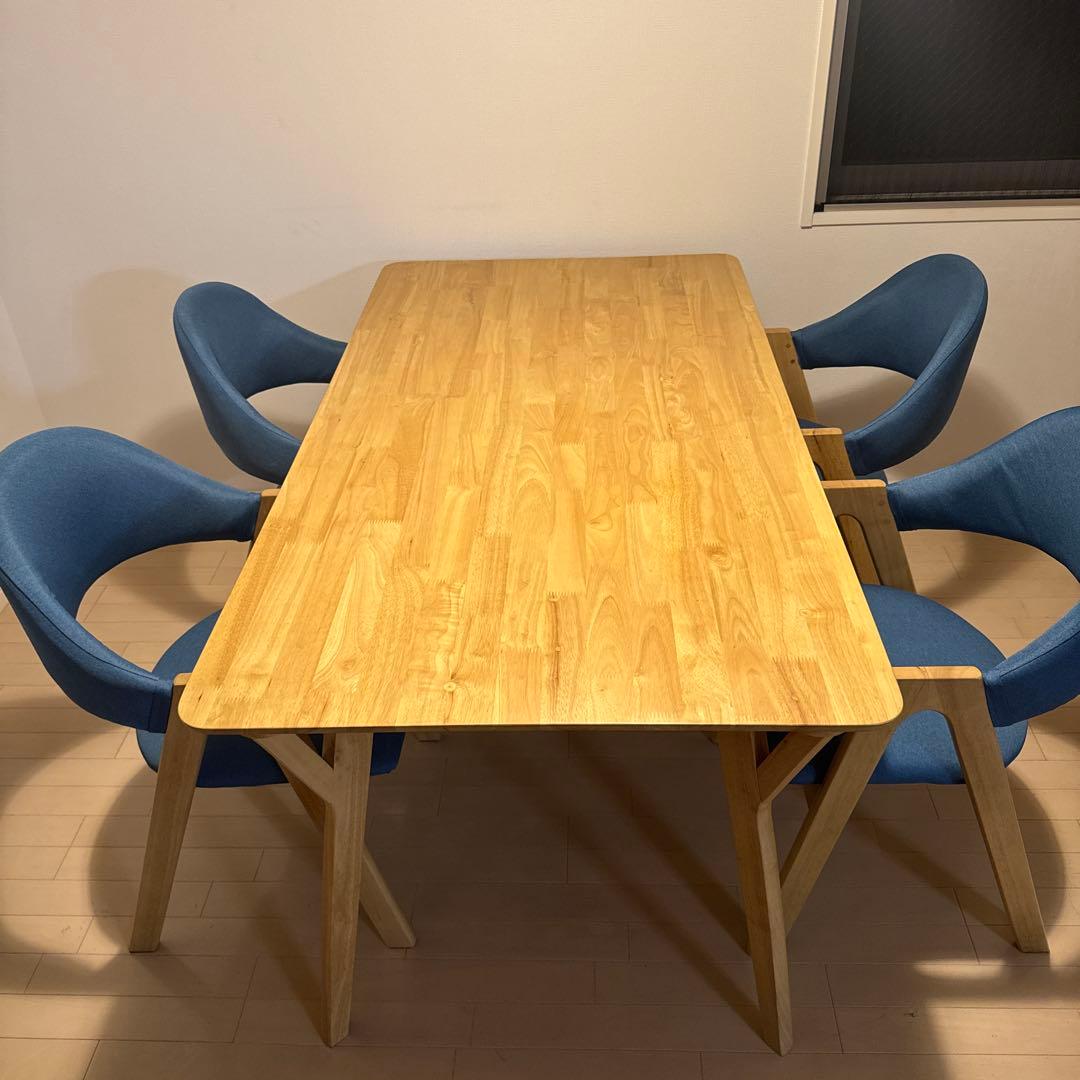 木製ダイニングテーブル、チェア4脚セット
