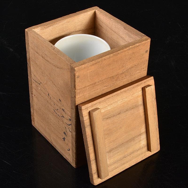 中国　南京白磁　染付寿文　煎茶碗　五客　時代箱付　金継ぎ直しあ　M　R6911