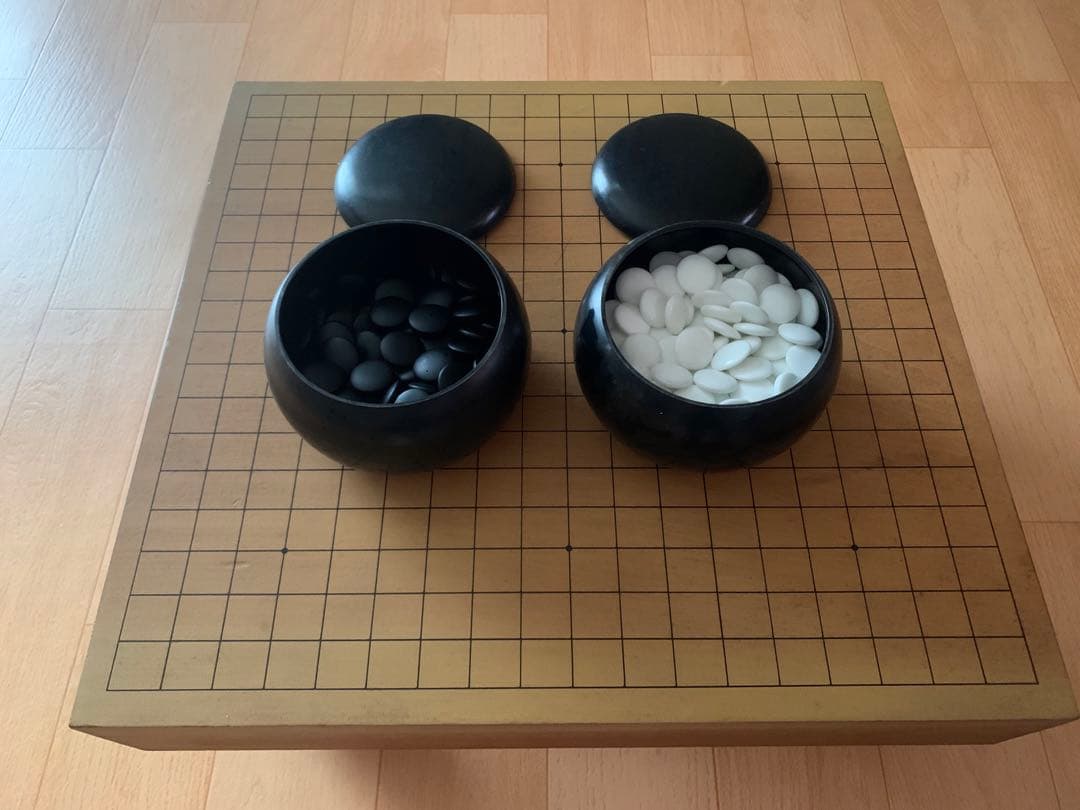 ★囲碁★ 囲碁盤足付き　へそあり　碁石　セット