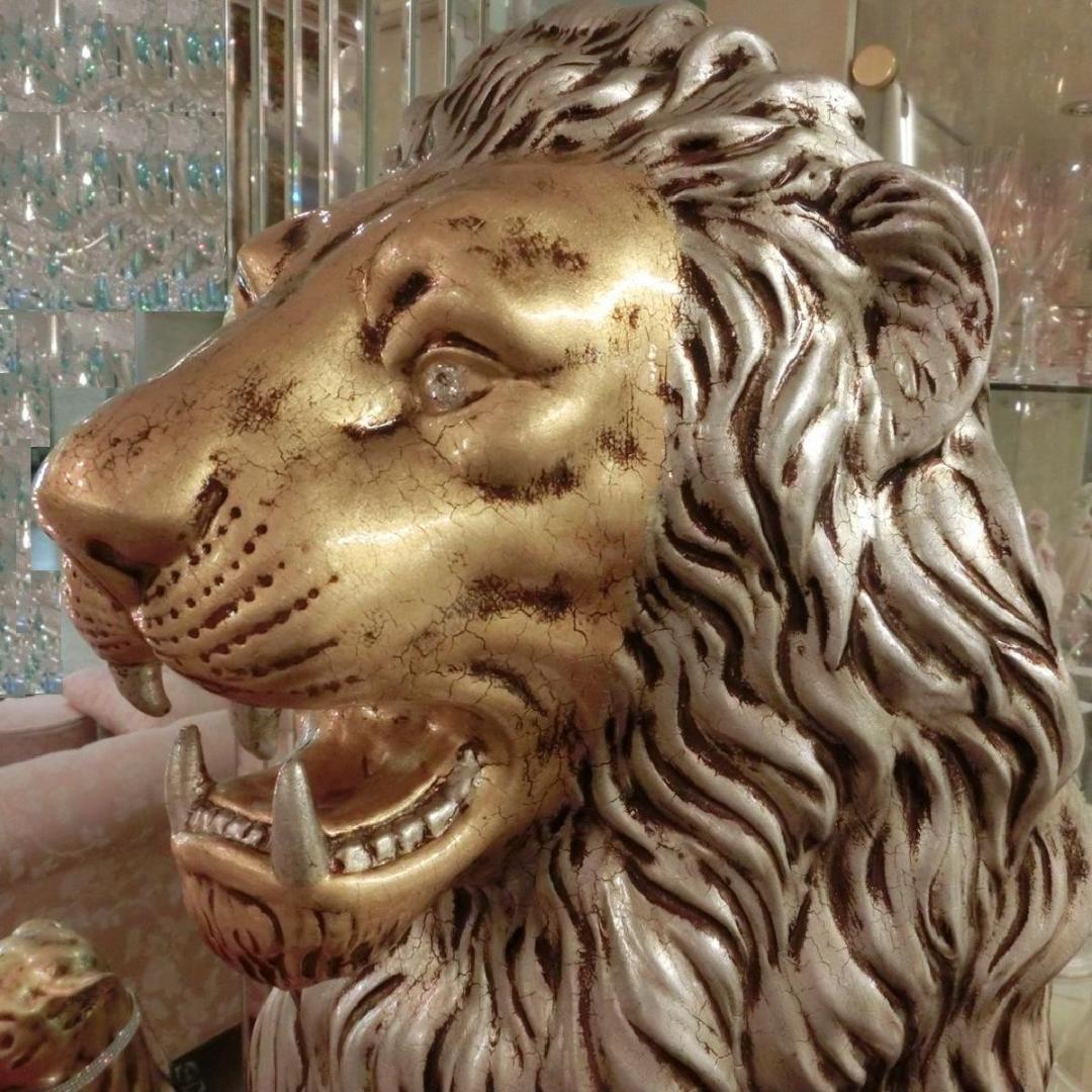 イタリア製　アニマルオブジェ　ゴールドライオン