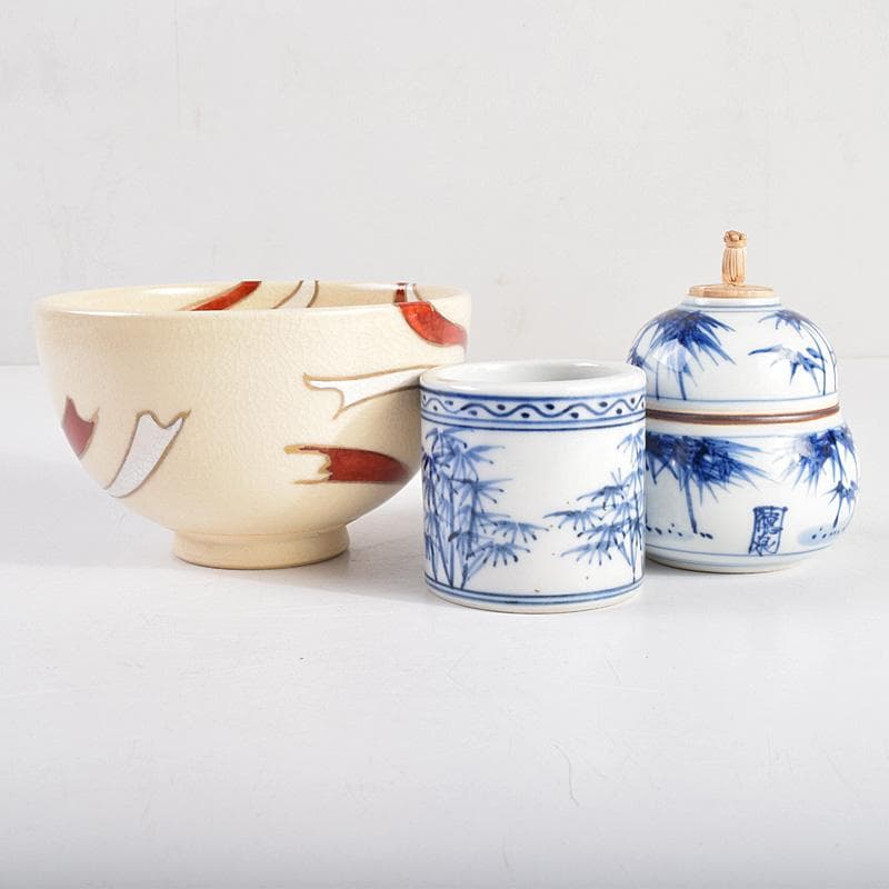 茶道具　利休茶箱　寿楽造　茶碗　西村徳泉造　振出など　七点一式　M　R9321