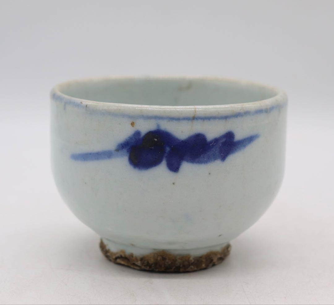 李朝　染付　お碗　木箱入　アンティーク　送料込み1211