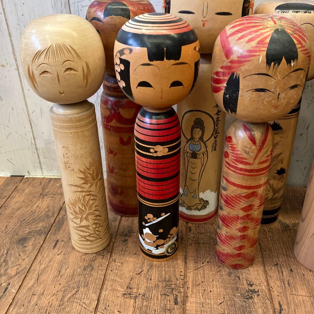 昭和レトロ 木製 こけし 小芥子 14体セット まとめ売り 日本人形 伝統工芸