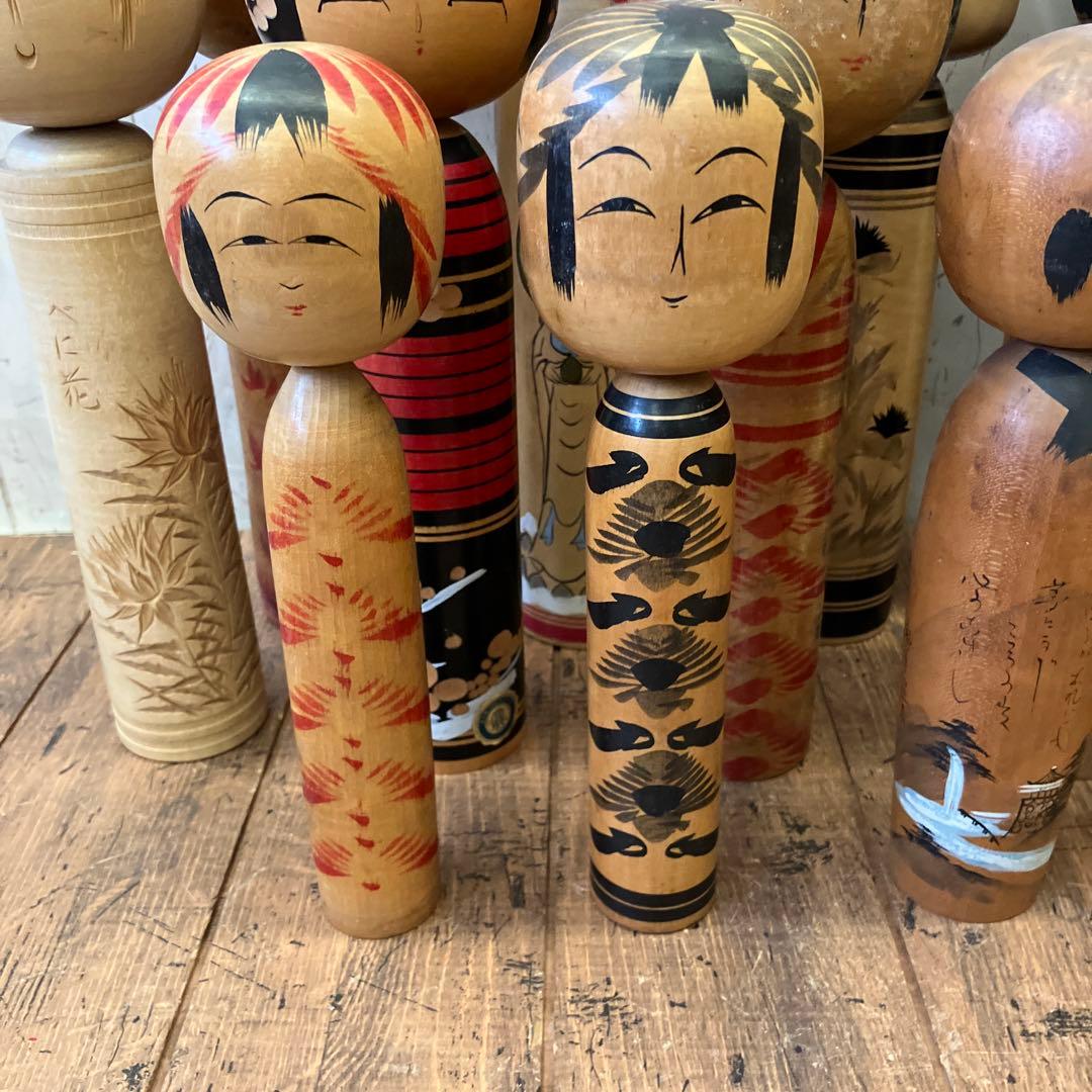 昭和レトロ 木製 こけし 小芥子 14体セット まとめ売り 日本人形 伝統工芸