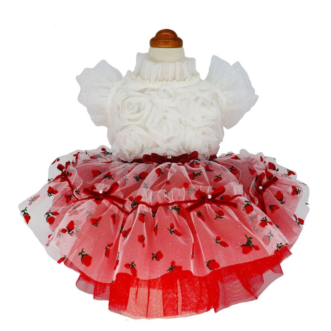 リュクスバーディLuxe birdieルージュワンピースバレッタセット犬服レッド