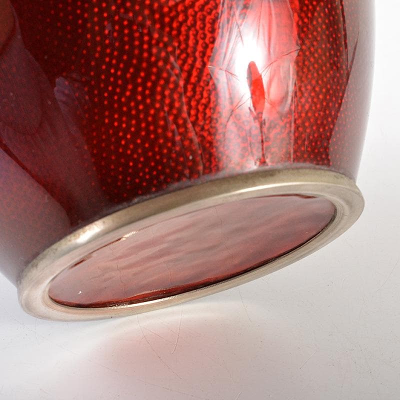 七宝焼　安藤七宝　赤透　花文　花瓶　C　6293