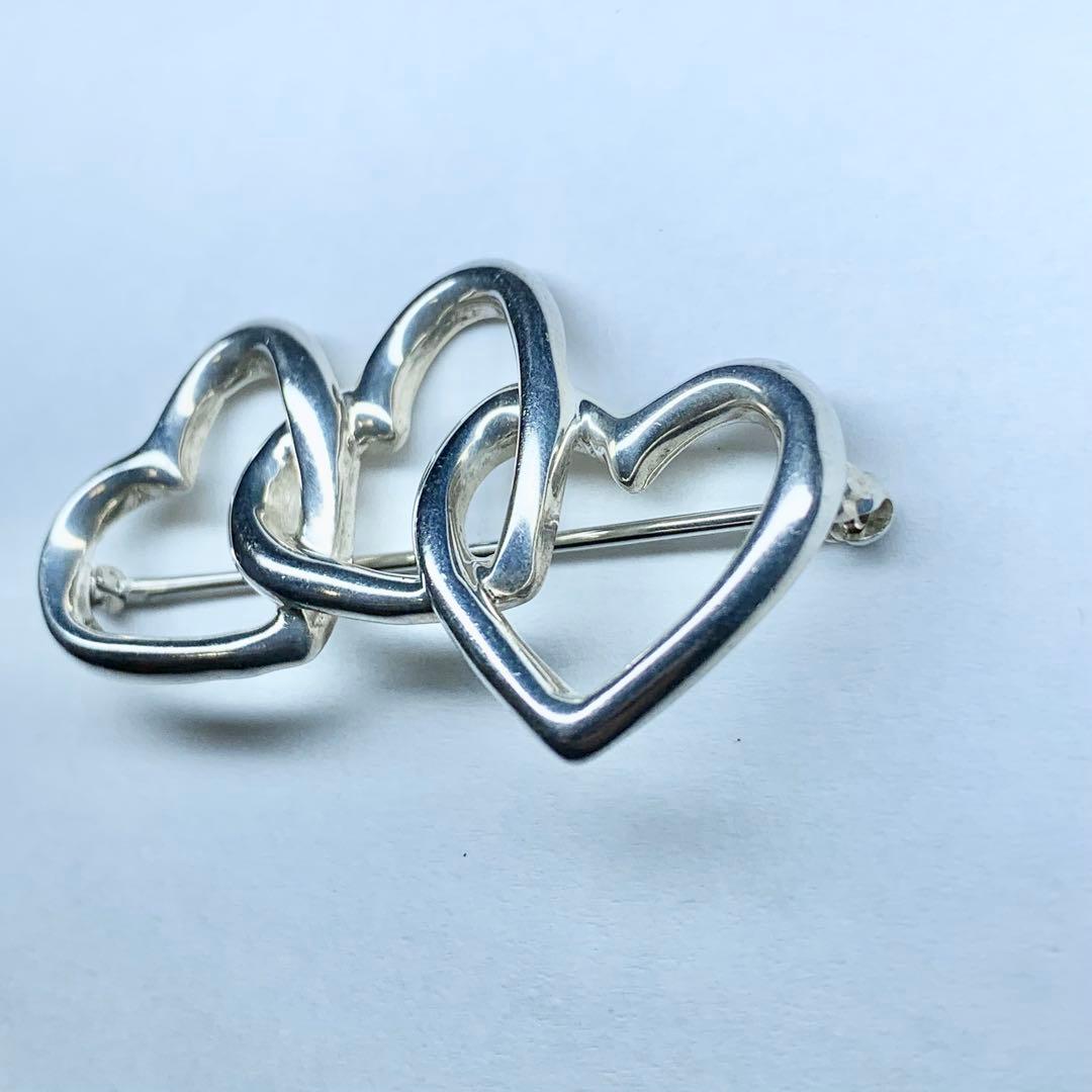 美品 ティファニー トリプルハート ブローチ ピンバッジ シルバー 925