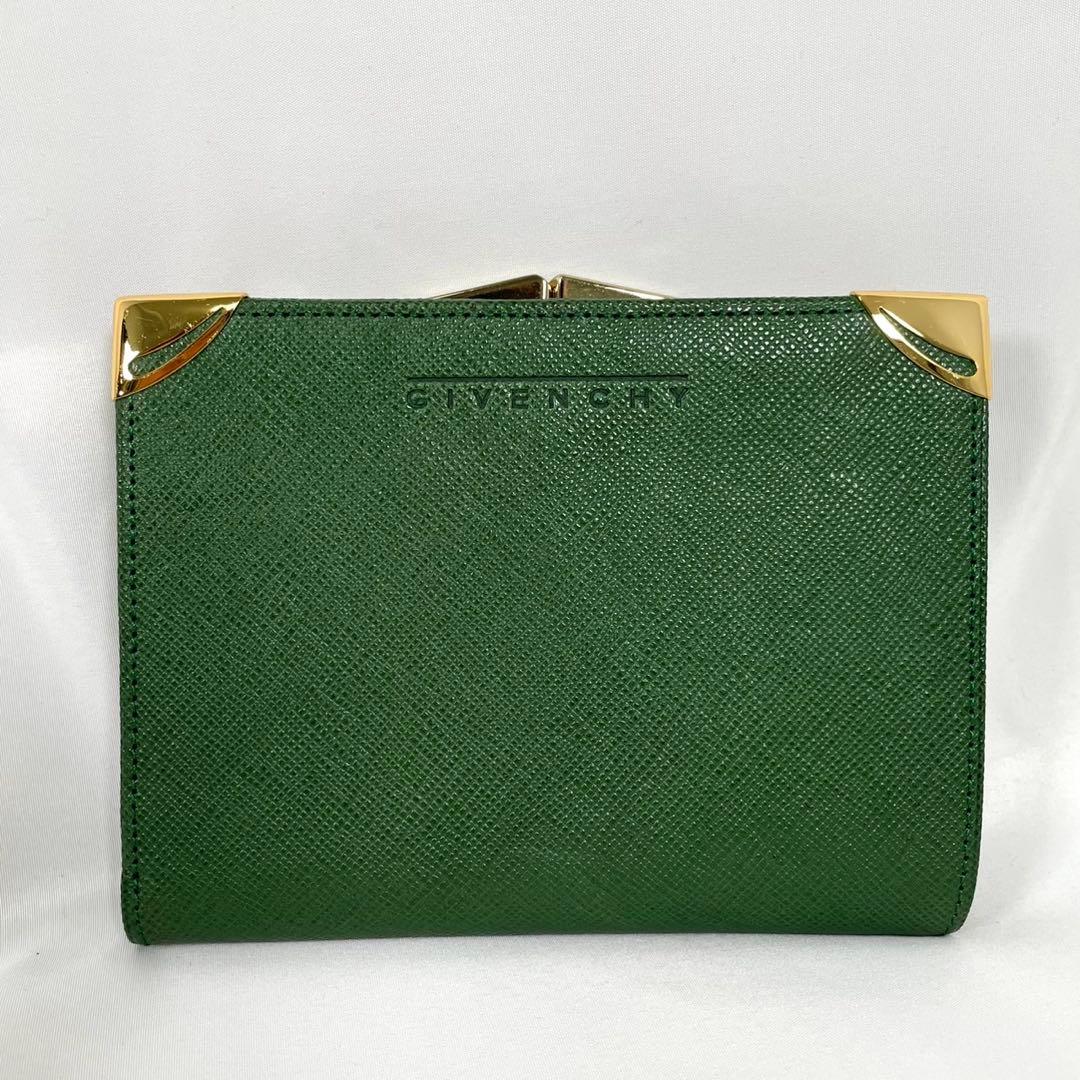 美品 GIVENCHY ジバンシー 二つ折り財布 がま口 ヴィンテージ レザー
