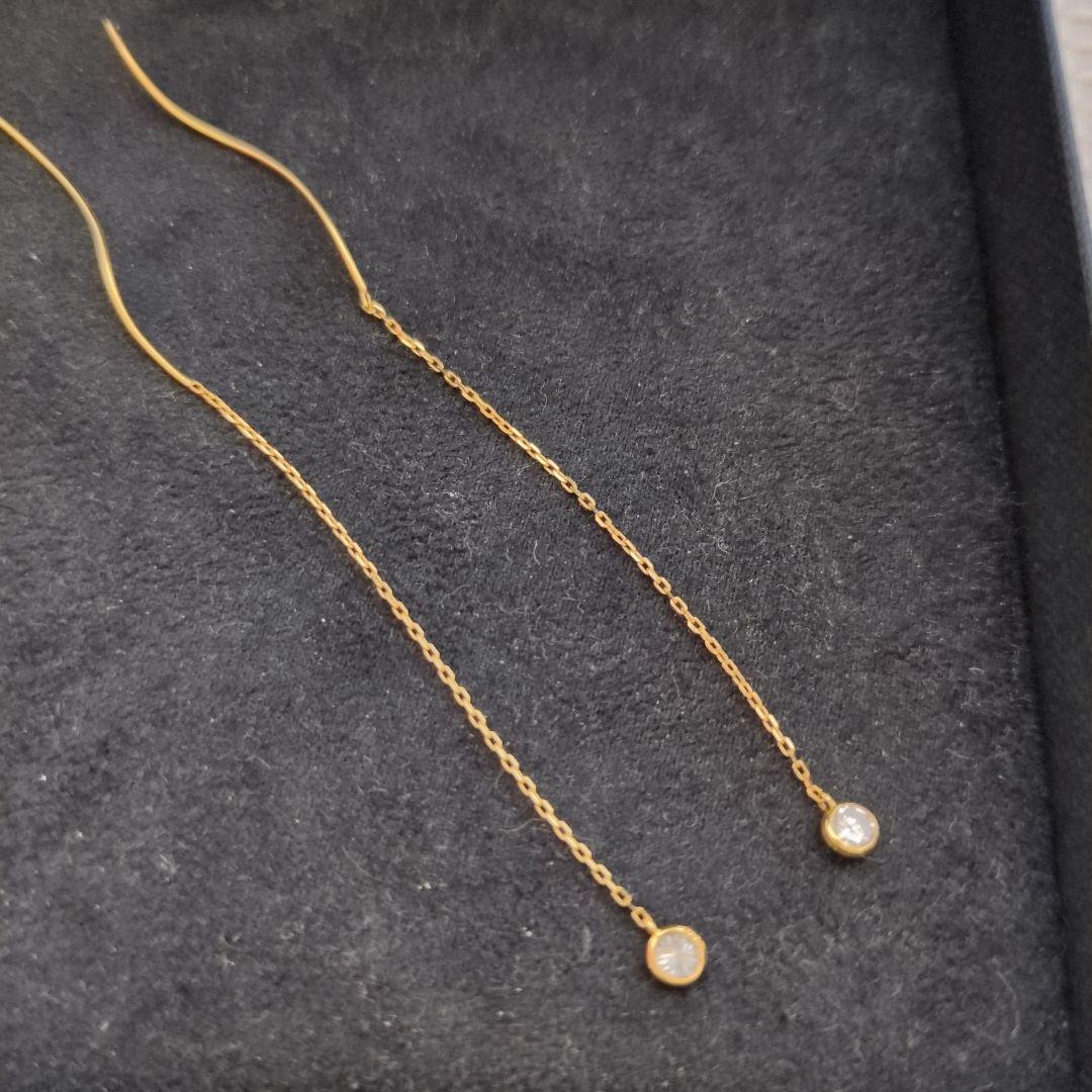 k18YG 0.1ct✕2ダイヤモンドアメリカンピアス【最終お値段】