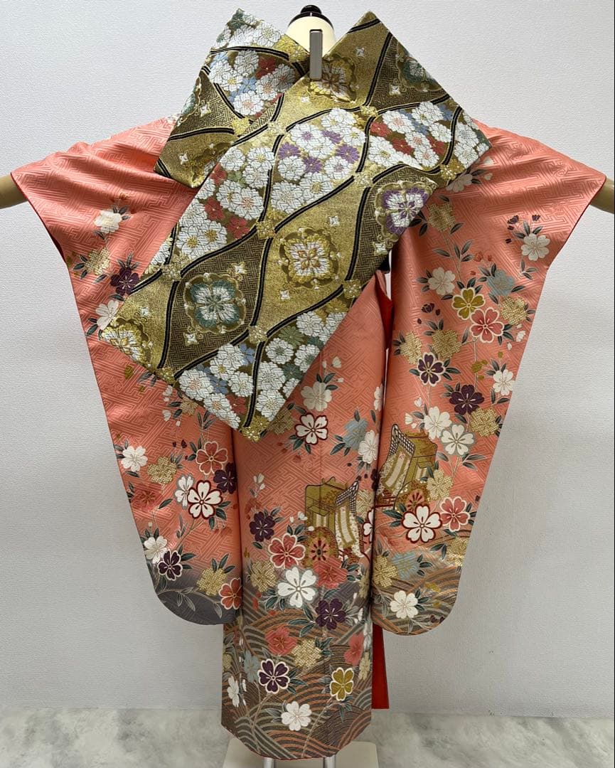 小柄な方に　振り袖　フルセット　別誂長襦袢付　ピンク　成人式　金彩　刺繍　707