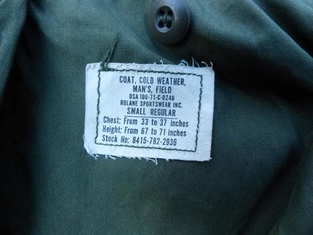 米軍 1971 M65フィールドジャケット S-R　アルミジップ　2nd　291