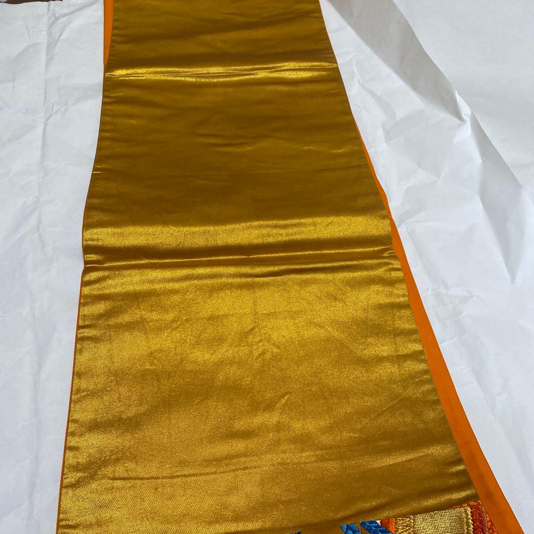 振袖　長襦袢　袋帯　3点セット　紺色　紫　有松絞り　鹿の子絞り　金駒刺繍　金彩