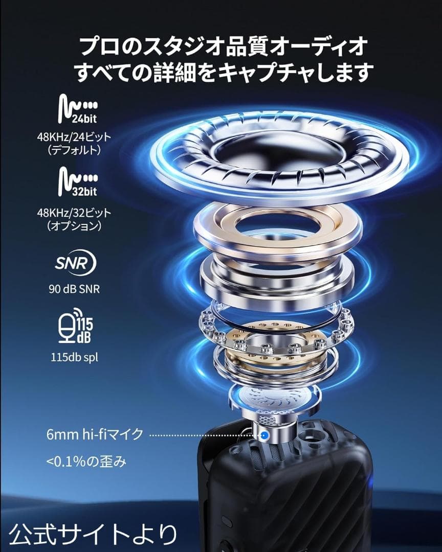 ワイヤレスピンマイク BOYAMIC2 黒 2個 充電ケース AI ノイキャン
