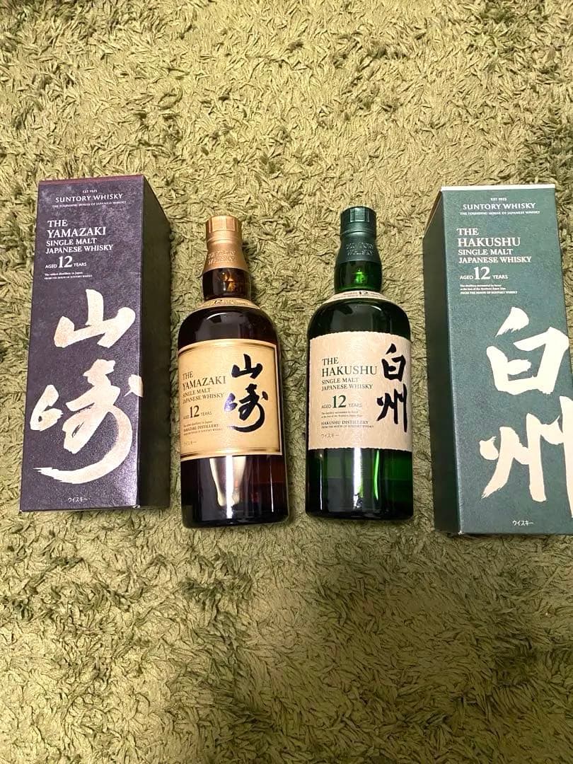 ［未開封］サントリー山崎 12年 、白州 12年 700ml 箱付き