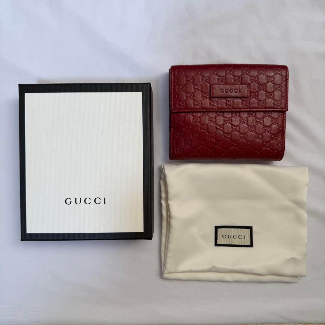 グッチ　二つ折り財布　GG　ボルドー