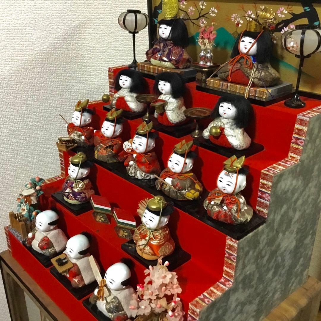 三越◆ミニ雛人形 ガラスケース入り◆ビンテージ 薬玉 木目込人形