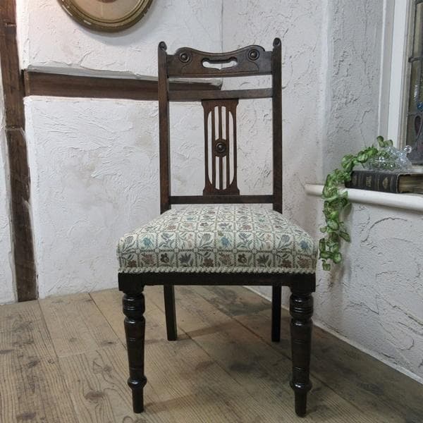 イギリス アンティーク 家具 ダイニングチェア 張りぐるみ椅子 英国 4207d